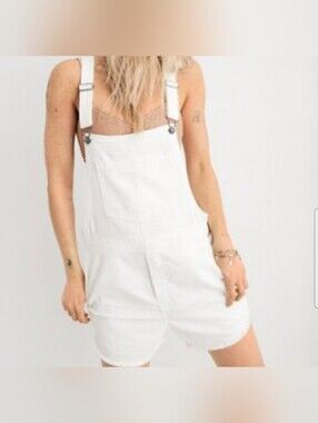 Aerie white overalls women size small grunge clean girl minimalist lagenlook